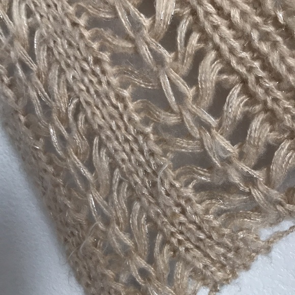 Luxury Divas Beige Metallic Open Weave Triangle Infinity Ring Luxury Soft Scarf - Picture 5 of 5